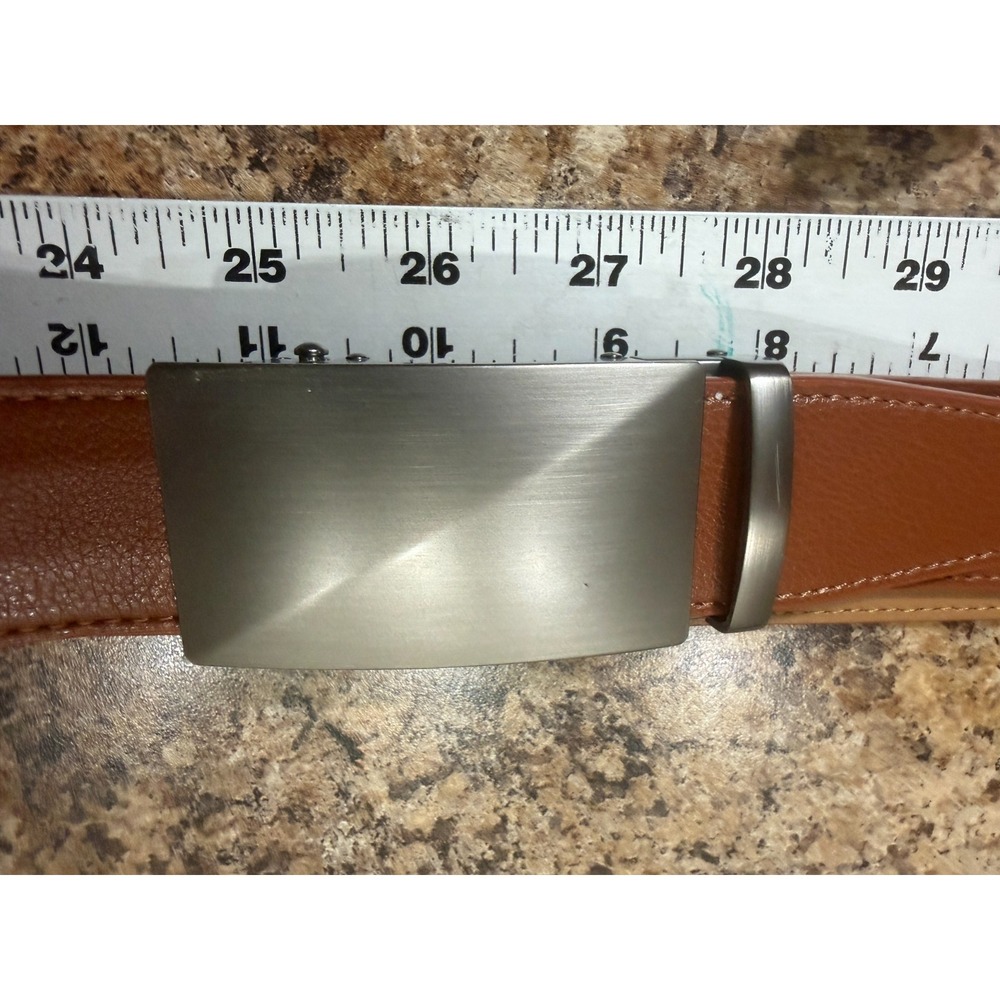 ZH Men's Ratchet Belt Size 32-38 Tan with silver buckle